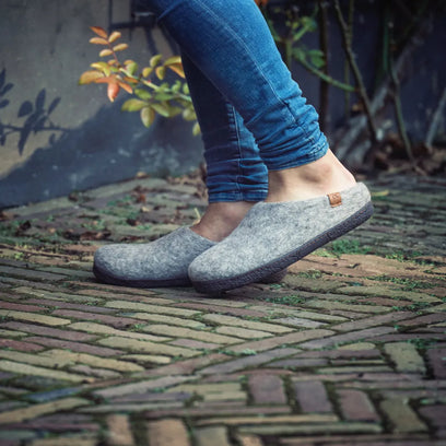 Slipa Wollfilz-Pantoffel Marbled Light Grey