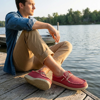 Wally Braided Herren Halbschuhe Pompeian Red
