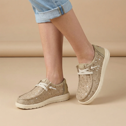 Wendy Sequin Lace Damens Halbschuhe Olive Grey