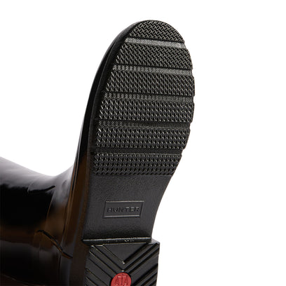 Women's Refined Gold Trim Tall Gloss Wellington Boots Black