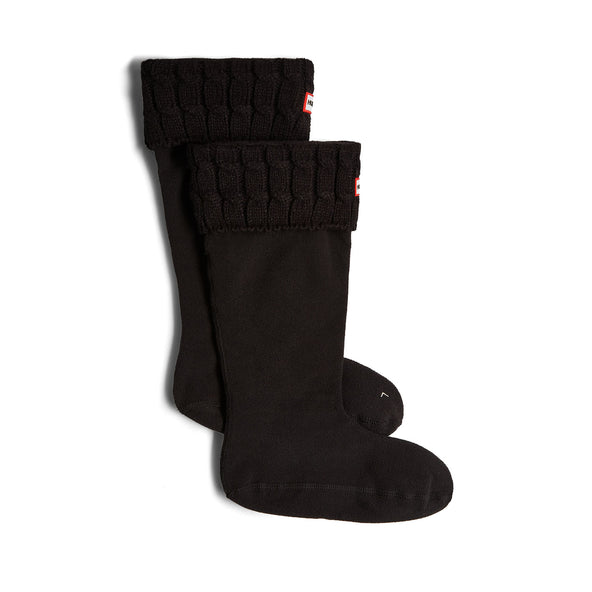 Recycled 6 Stitch Cable Cuff Tall Boot Socks Hunter Black Recycled 6 Stitch Cable Cuff Tall Boot Socks Hunter Black