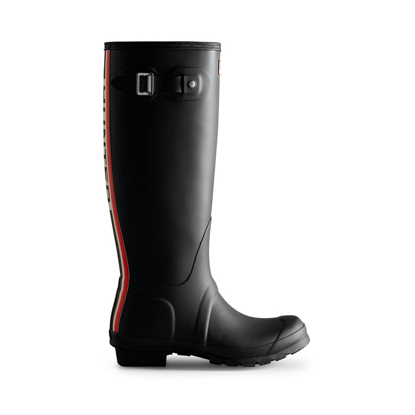 Women's Tri-Colour Logo Backstrap Tall Wellington Boots Black