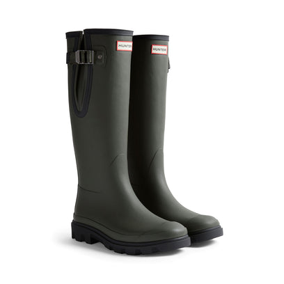 Women's Downpour Adjustable Tall Wellington Boots Dark Olive/Black