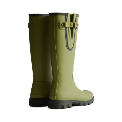Women's Downpour Adjustable Tall Wellington Boots Green Olive/Dark Olive