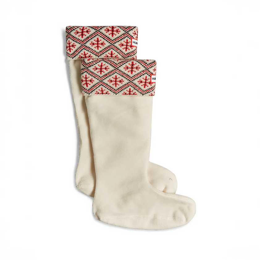 Recycled Fairisle Tall Boot Socks Hunter White