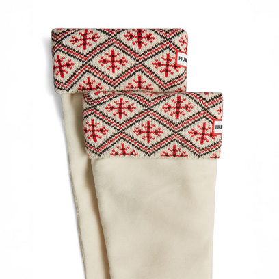 Recycled Fairisle Tall Boot Socks Hunter White