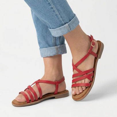 Zuza Damen Ledersandalen Red