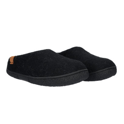 Tibet Wollfilz-Pantoffel schwarz/grau