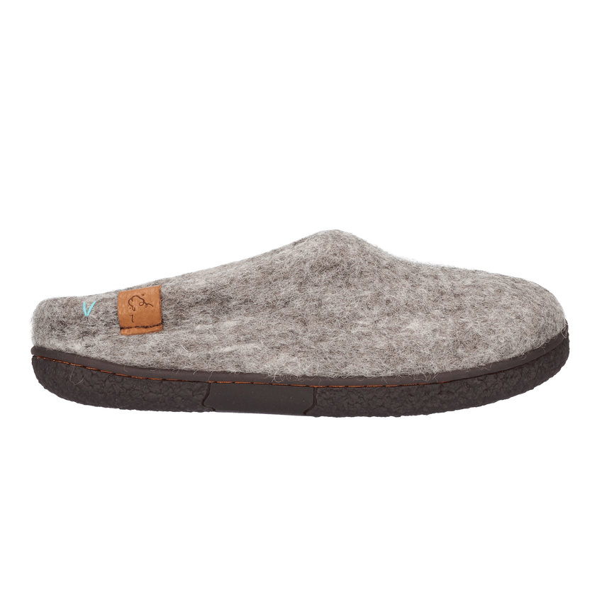Tibet Wollfilz-Pantoffel grau/natur