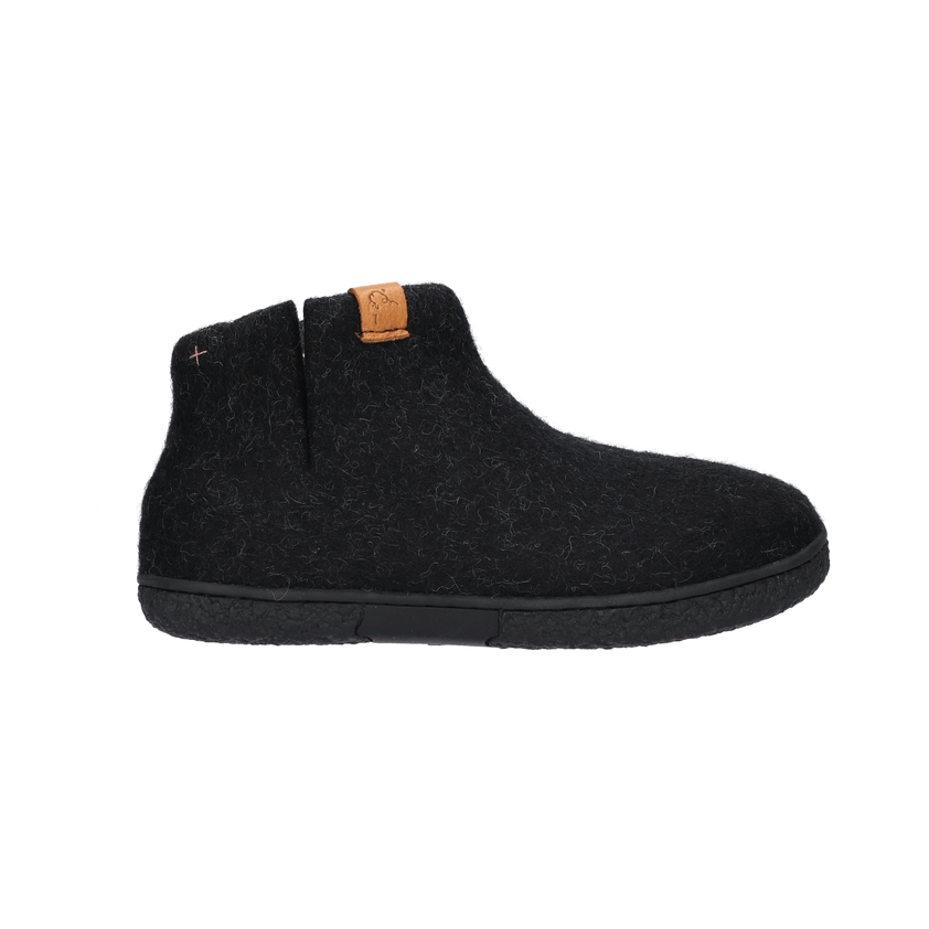 Nepal Wollfilz-Pantoffel schwarz/grau