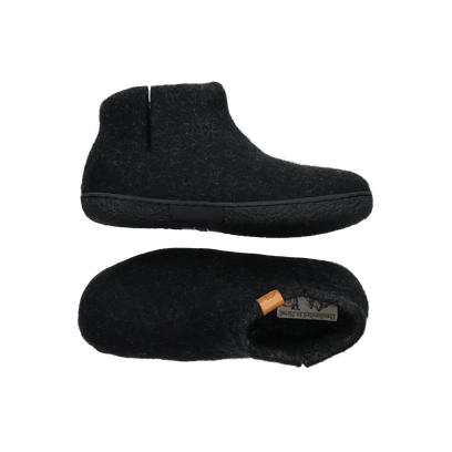 Nepal Wollfilz-Pantoffel schwarz/grau