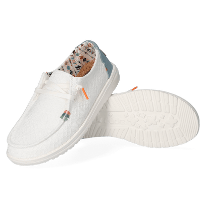 Wendy Boho Damen Halbschuhe White Crochet