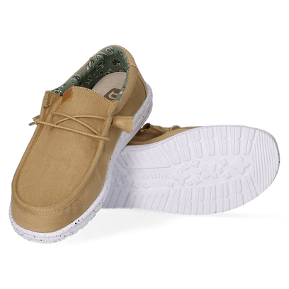 Wally Washed Canvas Herren Halbschuhe Walnut