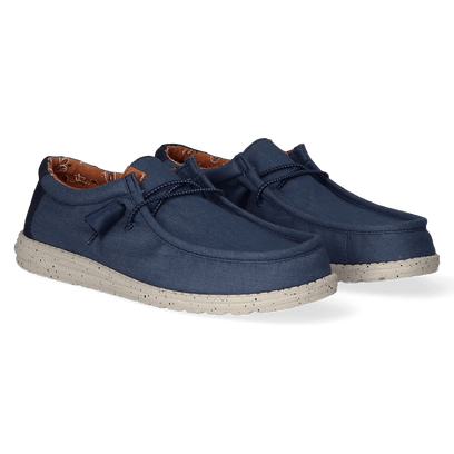 Wally Washed Canvas Herren Halbschuhe Navy