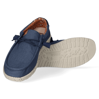 Wally Washed Canvas Herren Halbschuhe Navy