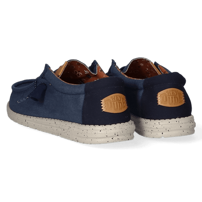 Wally Washed Canvas Herren Halbschuhe Navy