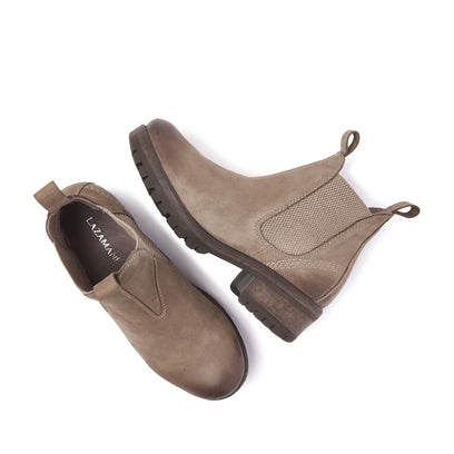 Lia Damen Leder Chelsea-Boots Taupe