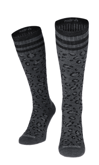 Leopard Damen Kompressionsstrümpfe 15-20 mmHg Charcoal