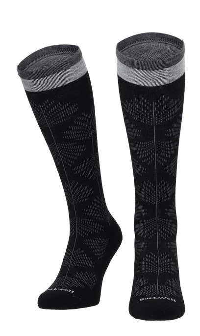 Full Floral Damen Kompressionsstrümpfe 15-20 mmHg Black