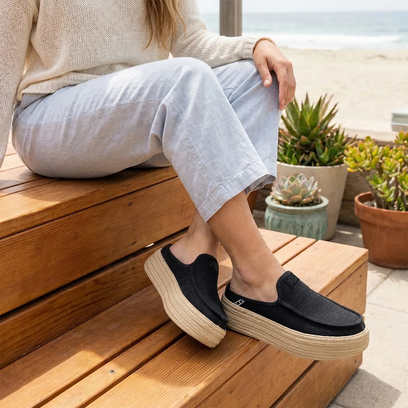 Austin Lift Espadrille Woven Damen Slip-ons Black