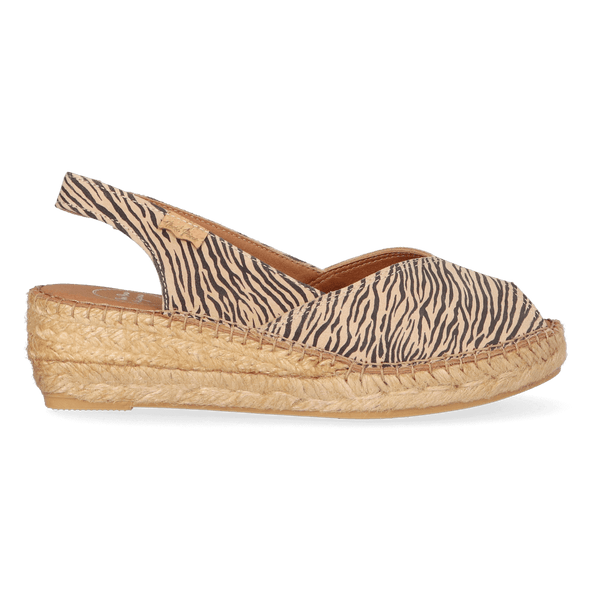 Bernia-ZB Damen Leder-Espadrilles Zebra
