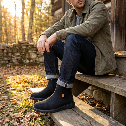 Branson Craft Leather Herren Boots Black