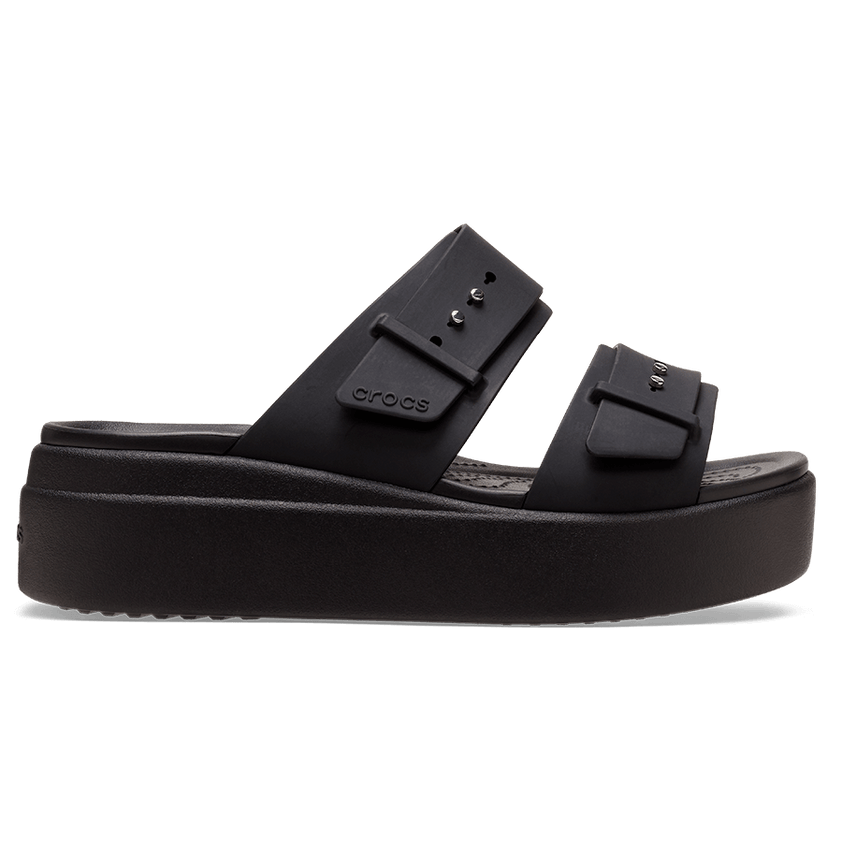 Brooklyn Buckle Low Wedge Damen Pantoletten Black