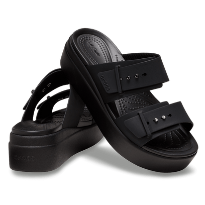 Brooklyn Buckle Low Wedge Damen Pantoletten Black