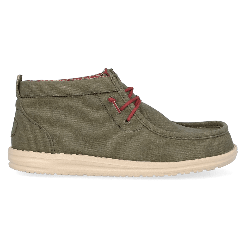 Wally Mid Waxed Canvas Herren Halbschuhe Olive