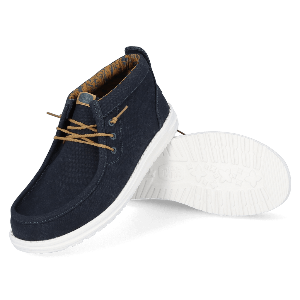 Wally Mid Waxed Canvas Herren Halbschuhe Navy