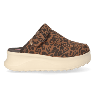 Delray Clog Suede Damen Brown Leopard