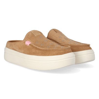 Austin Lift Suede Stud Damen Slip-ons Cognac