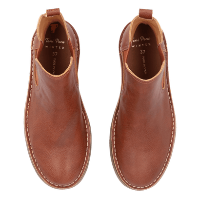 Isa-SY Damen Leder Chelsea Boots Camel