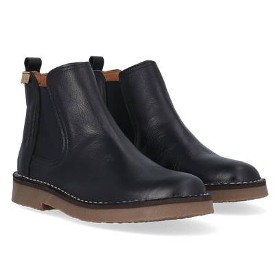 Isa-PO Damen Leder Chelsea Boots Negre