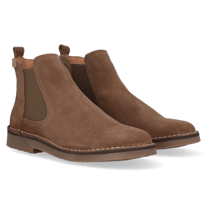 Isa-SY Damen Wildleder Chelsea Boots Taupe