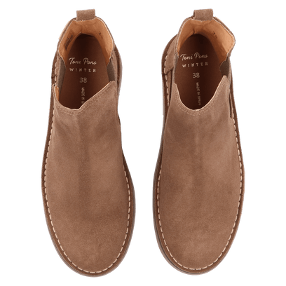 Isa-SY Damen Wildleder Chelsea Boots Taupe