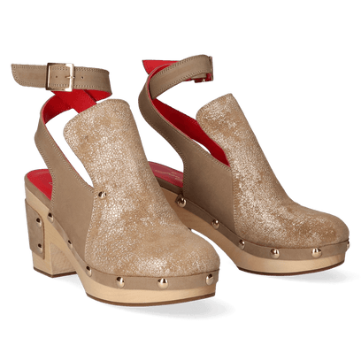 Woodchopper Damen Clogs Metallic Taupe