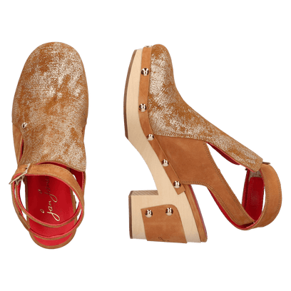 Woodchopper Damen Clogs Metallic Cognac