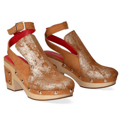 Woodchopper Damen Clogs Metallic Cognac