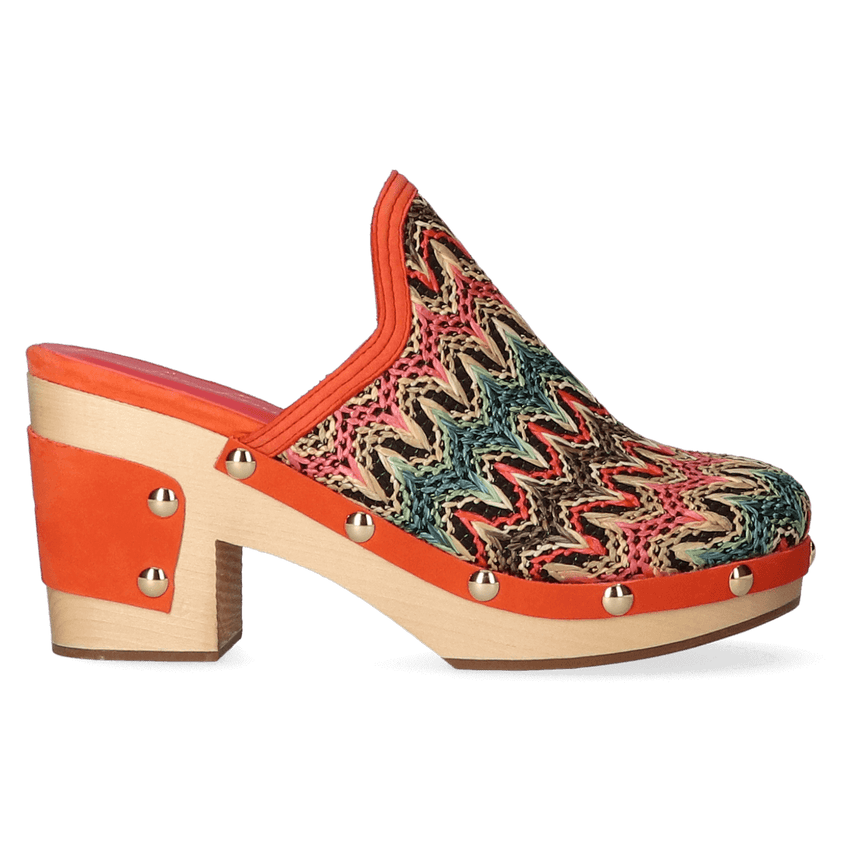 Woodlander Damen Clogs Marrakess Multi/Orange