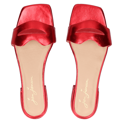 Cupido Damen Pantoletten Metallic Red