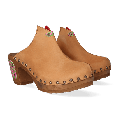 Woodpecker Damen Clogs Cuoio