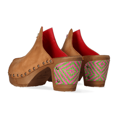 Woodpecker Damen Clogs Cuoio