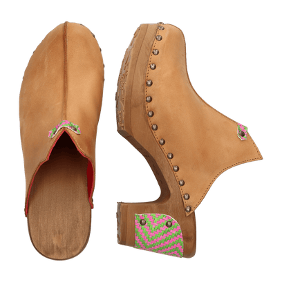 Woodpecker Damen Clogs Cuoio