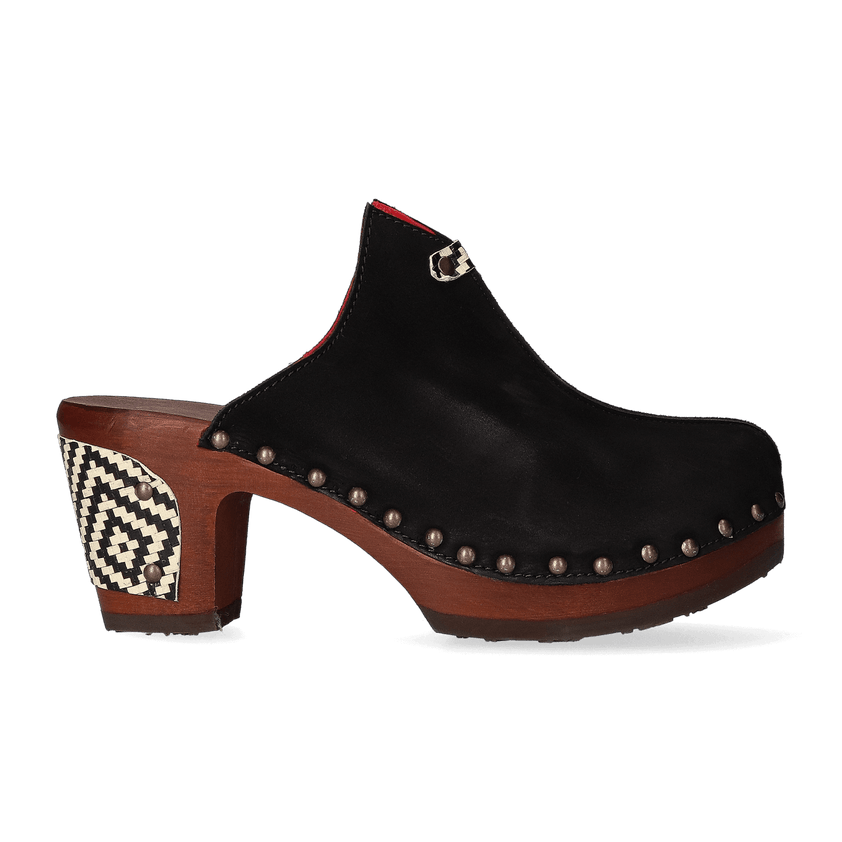 Woodpecker Damen Clogs Nero