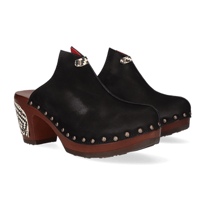 Woodpecker Damen Clogs Nero