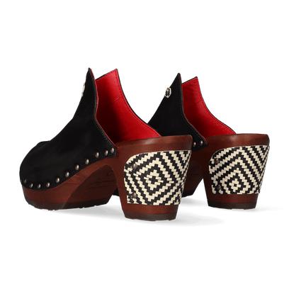 Woodpecker Damen Clogs Nero