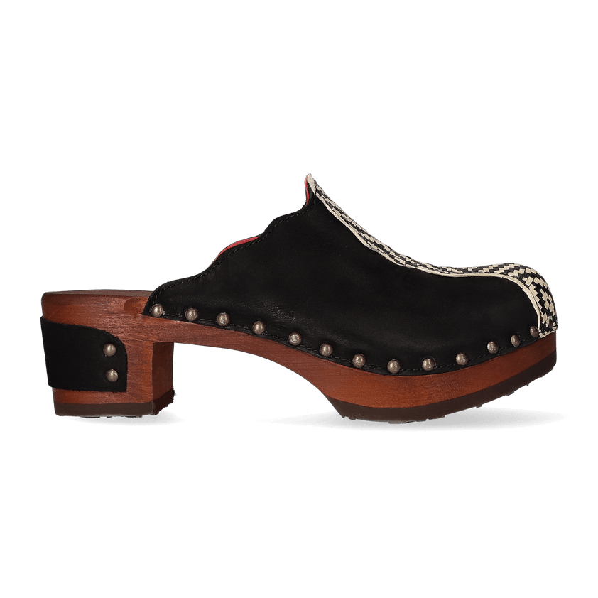 Wannabe Wood Damen Clogs Nero