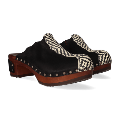 Wannabe Wood Damen Clogs Nero
