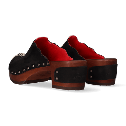 Wannabe Wood Damen Clogs Nero